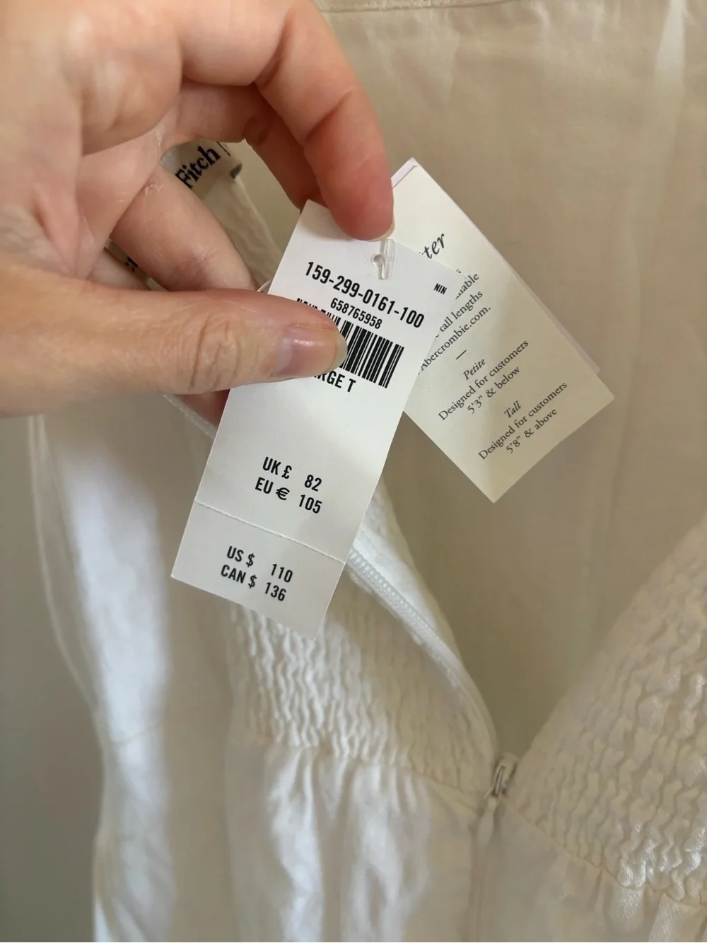 NWT Abercrombie and Fitch White Linen blend Square-Neck Midi Dress
